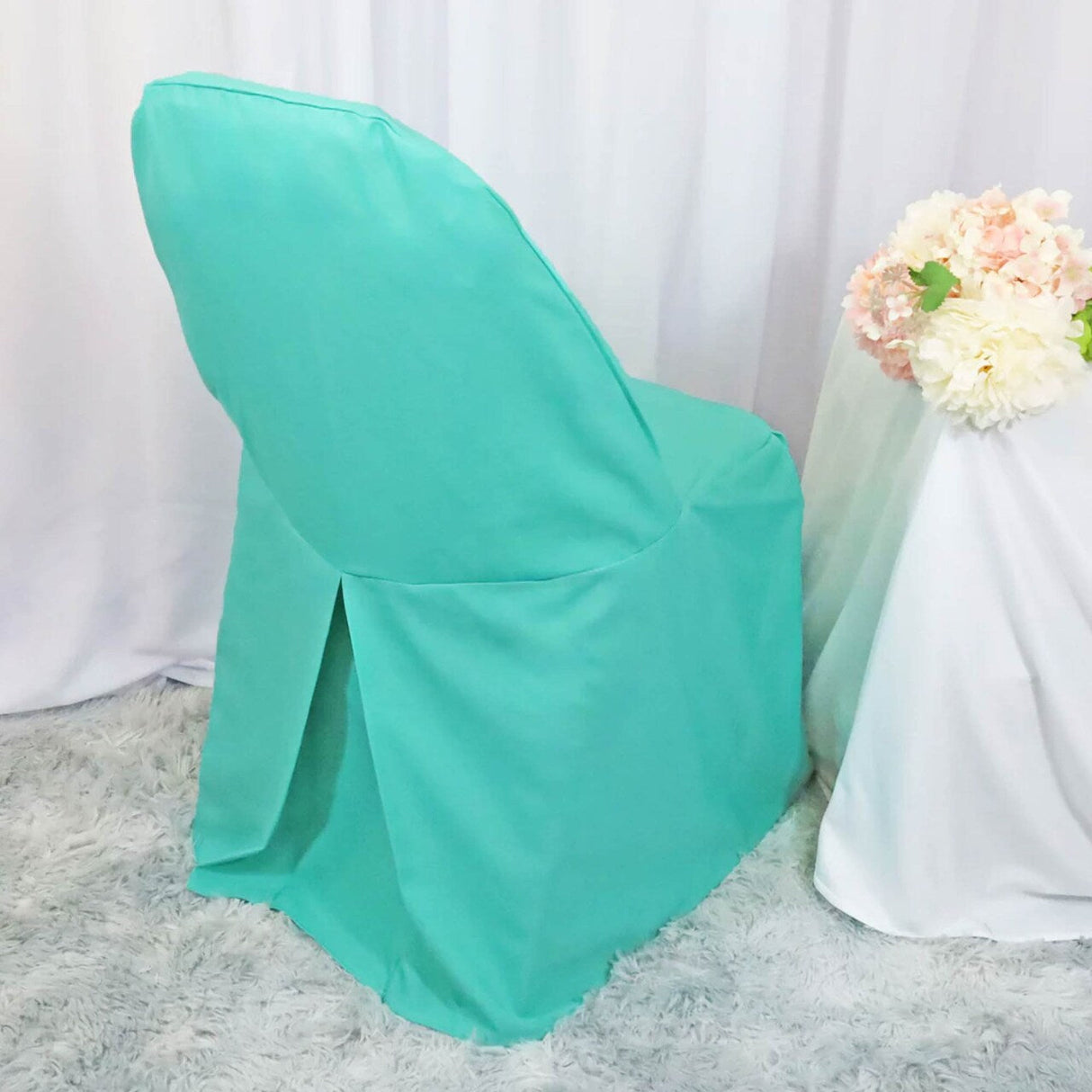 1 Piece Tiff Blue Polyester Chair Cover for Stylish Folding Seating