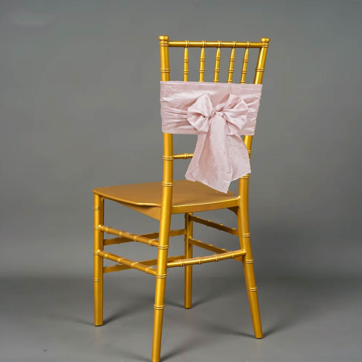 10 Pieces Blush Pink or Rose Gold Crushed Taffeta Chair Wraps 9.5"x108" Elegant Bands