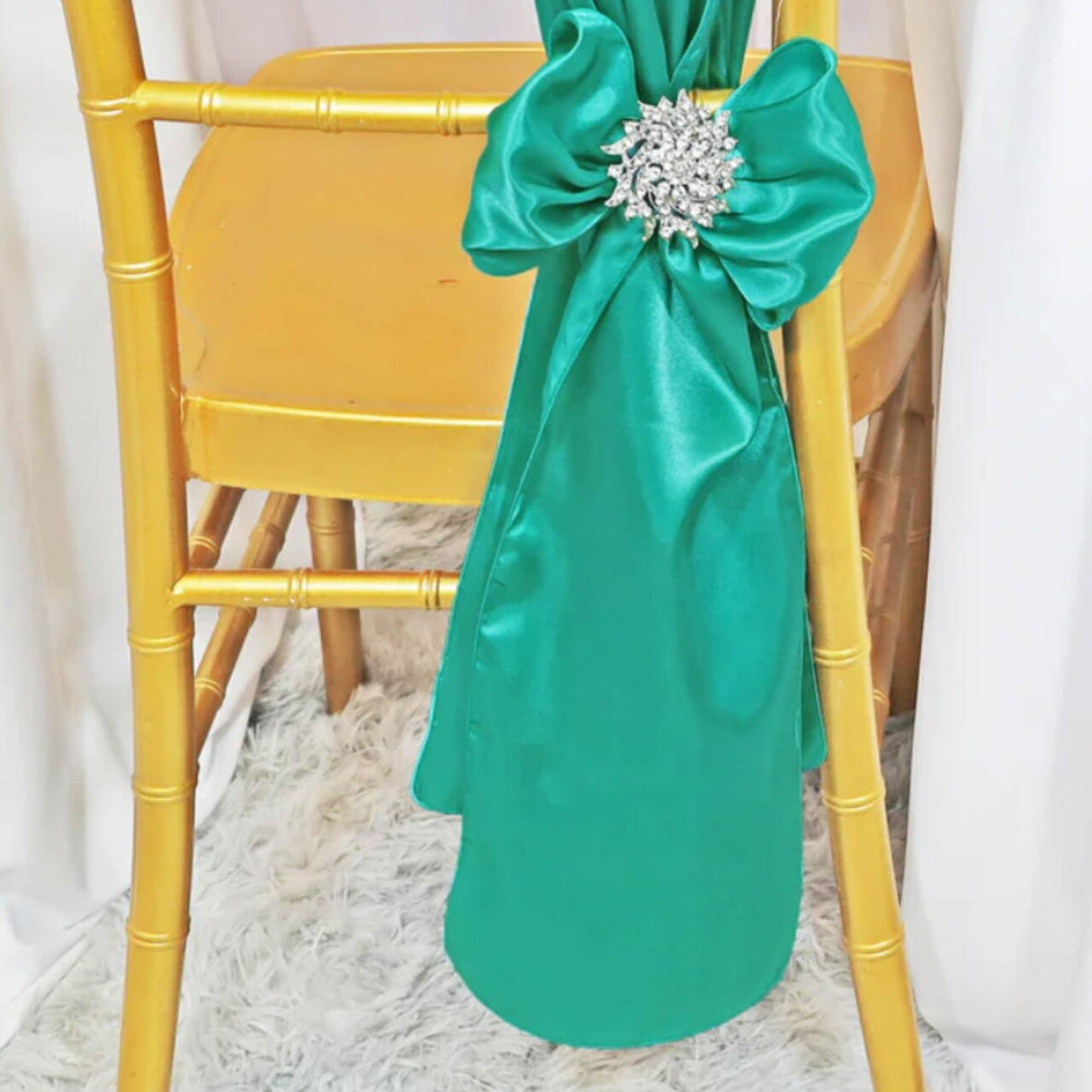 10 Pieces Jade Satin Chair Bands, 8"x108" Elegant Event Wraps