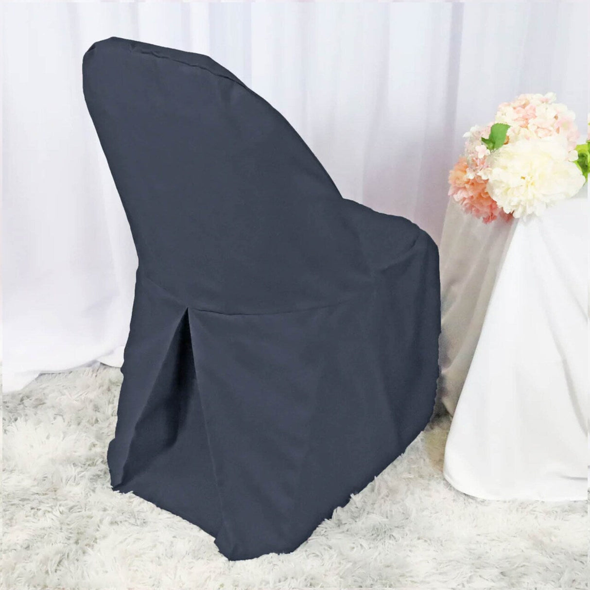 1 Piece Pewter Polyester Chair Cover for Modern Folding Seating