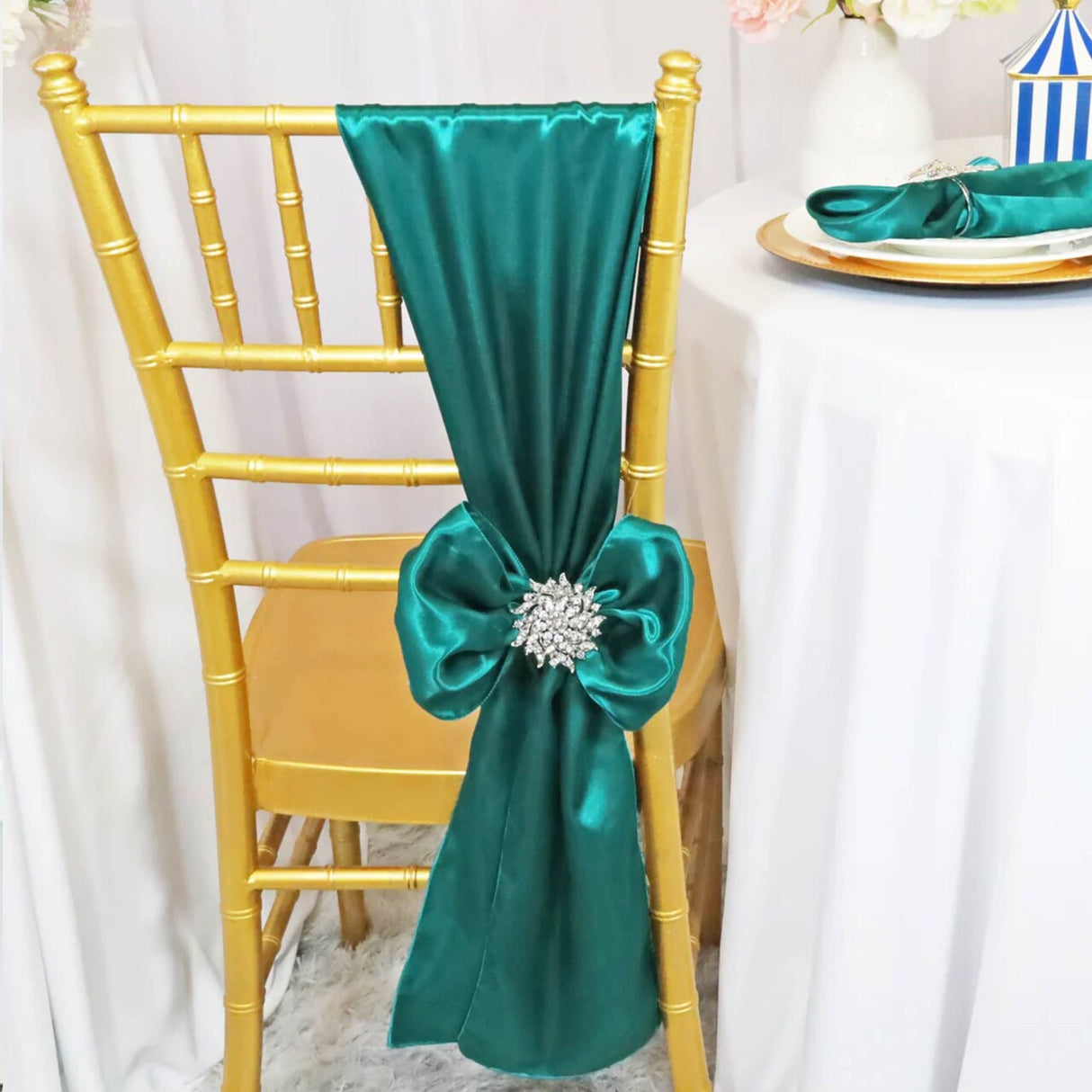 10 Pieces Satin Chair Sashes 8 by 108 inches Oasis