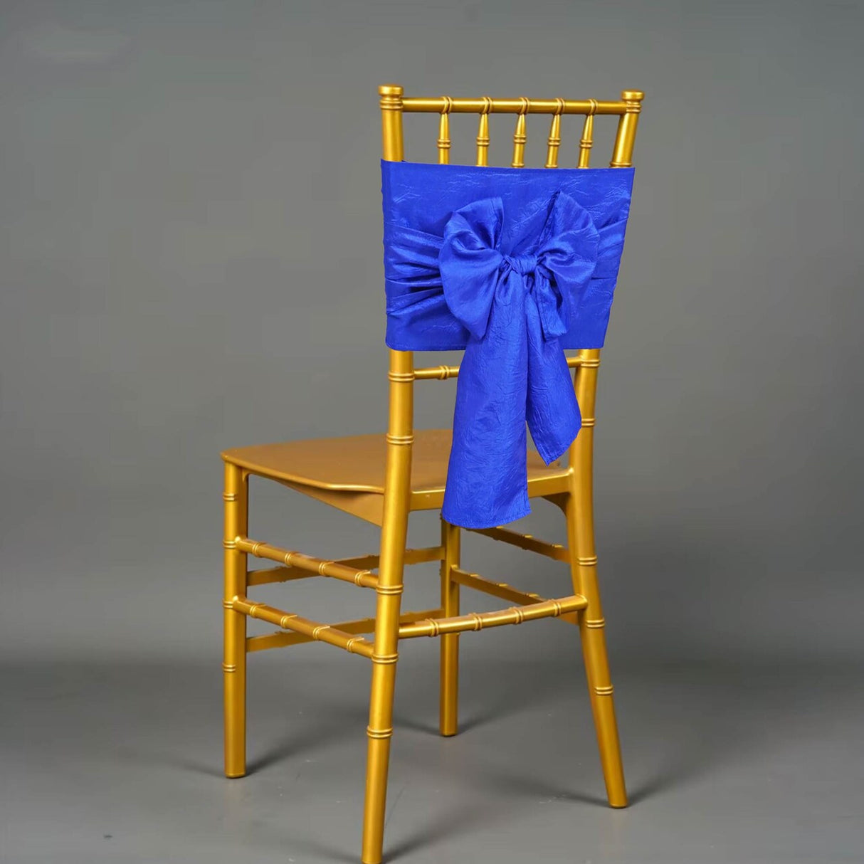10 Pieces Elegant 9.5 by 108 inch Crushed Taffeta Chair Sashes Royal Blue