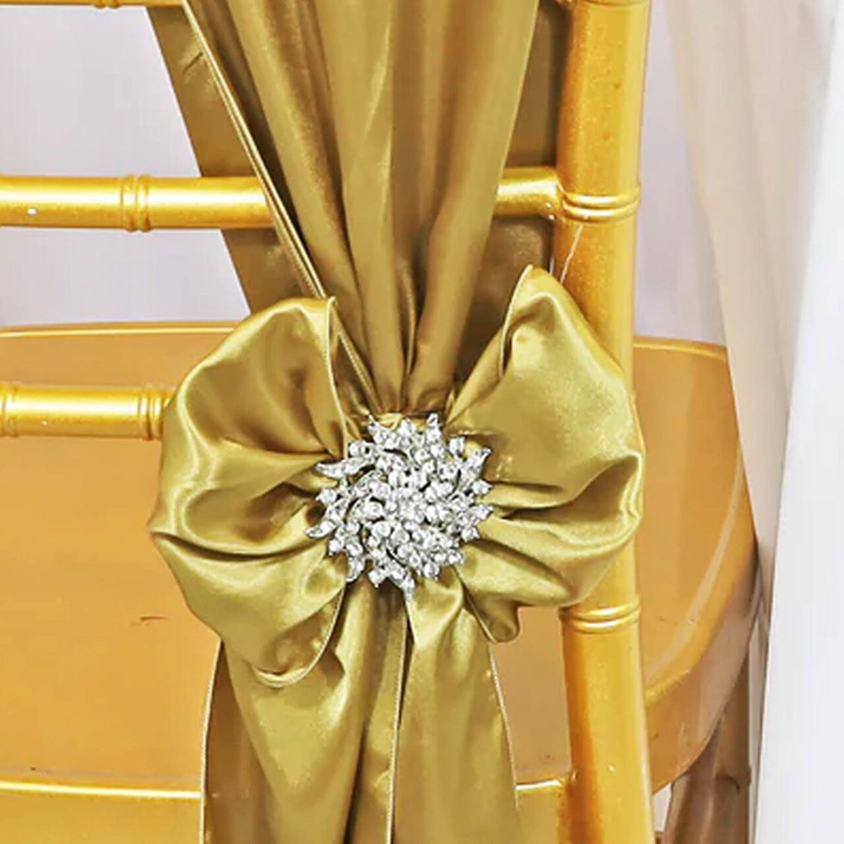 10 Pieces Antique Gold Satin Chair Sashes 8"x108" Glamorous Party Accent