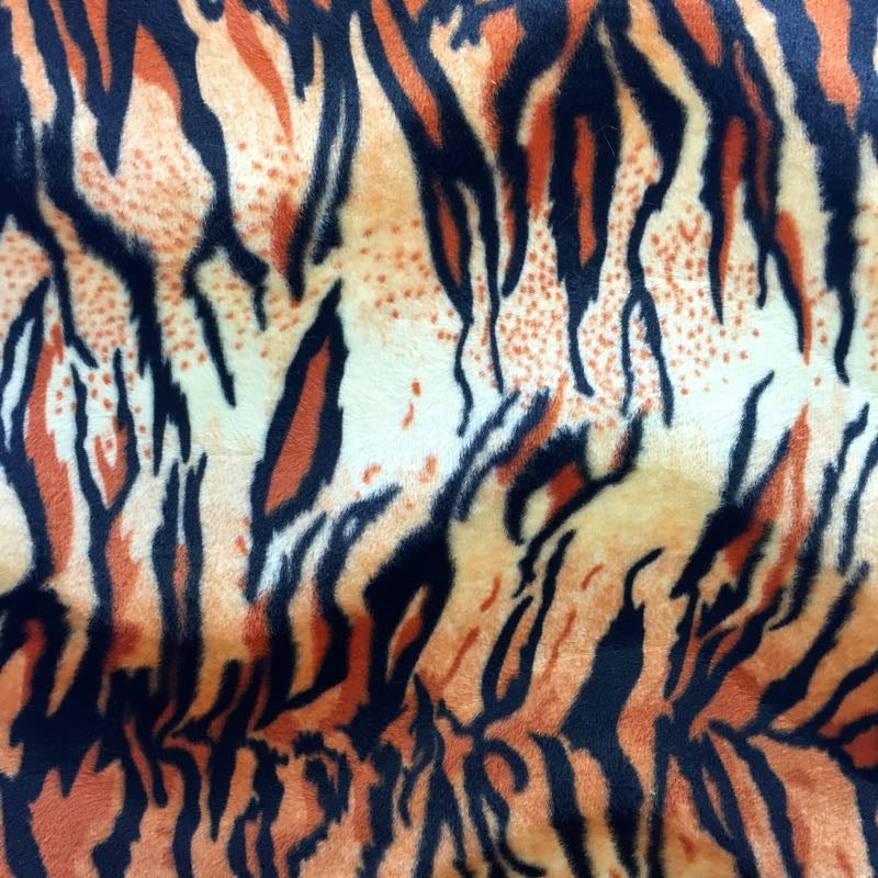 1 Yard Bold Tiger Print Velboa Faux Fur Fabric 60" Width