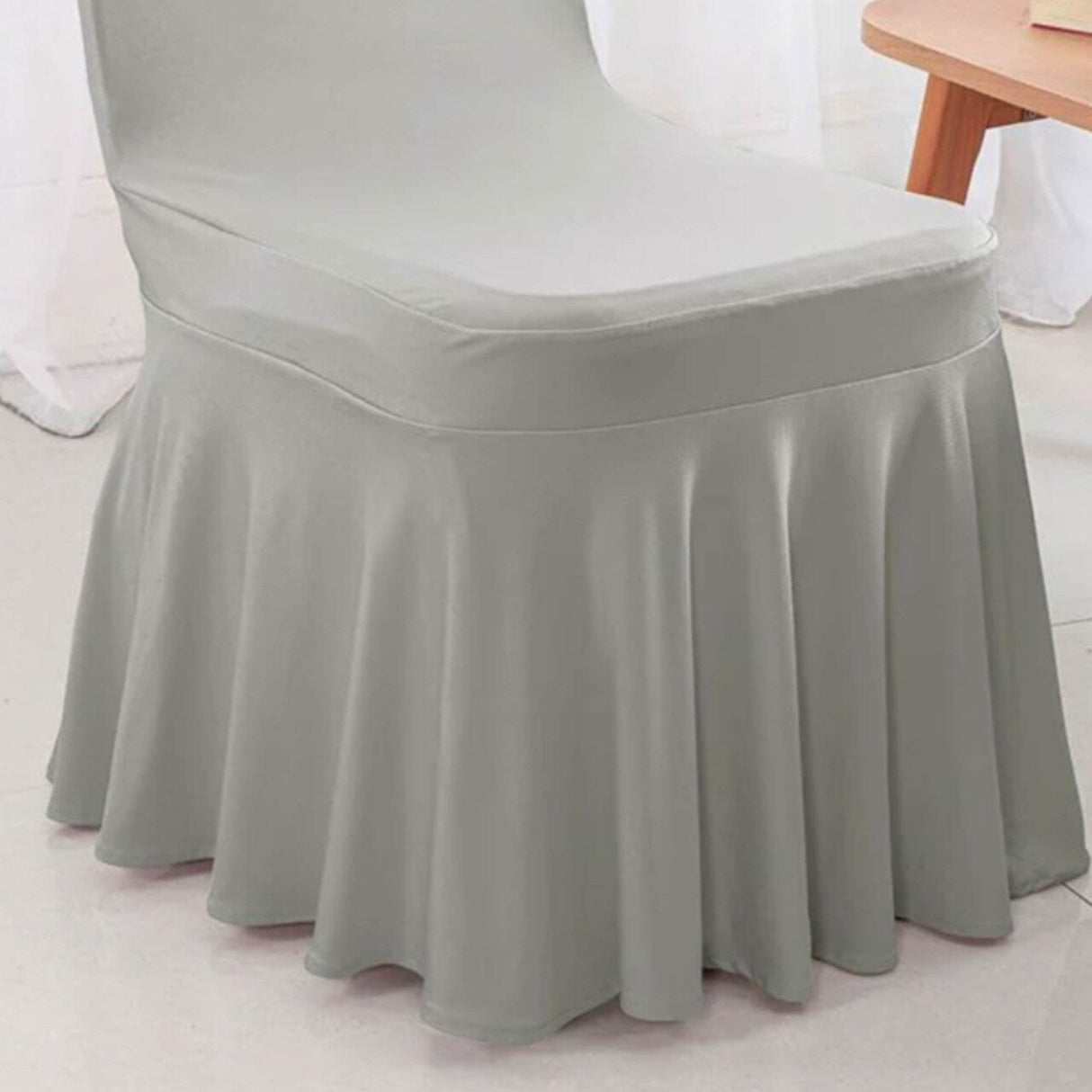 Spandex Banquet Skirt Chair Cover Silver Elegant Stretch Skirt Fit Durable Event Decor
