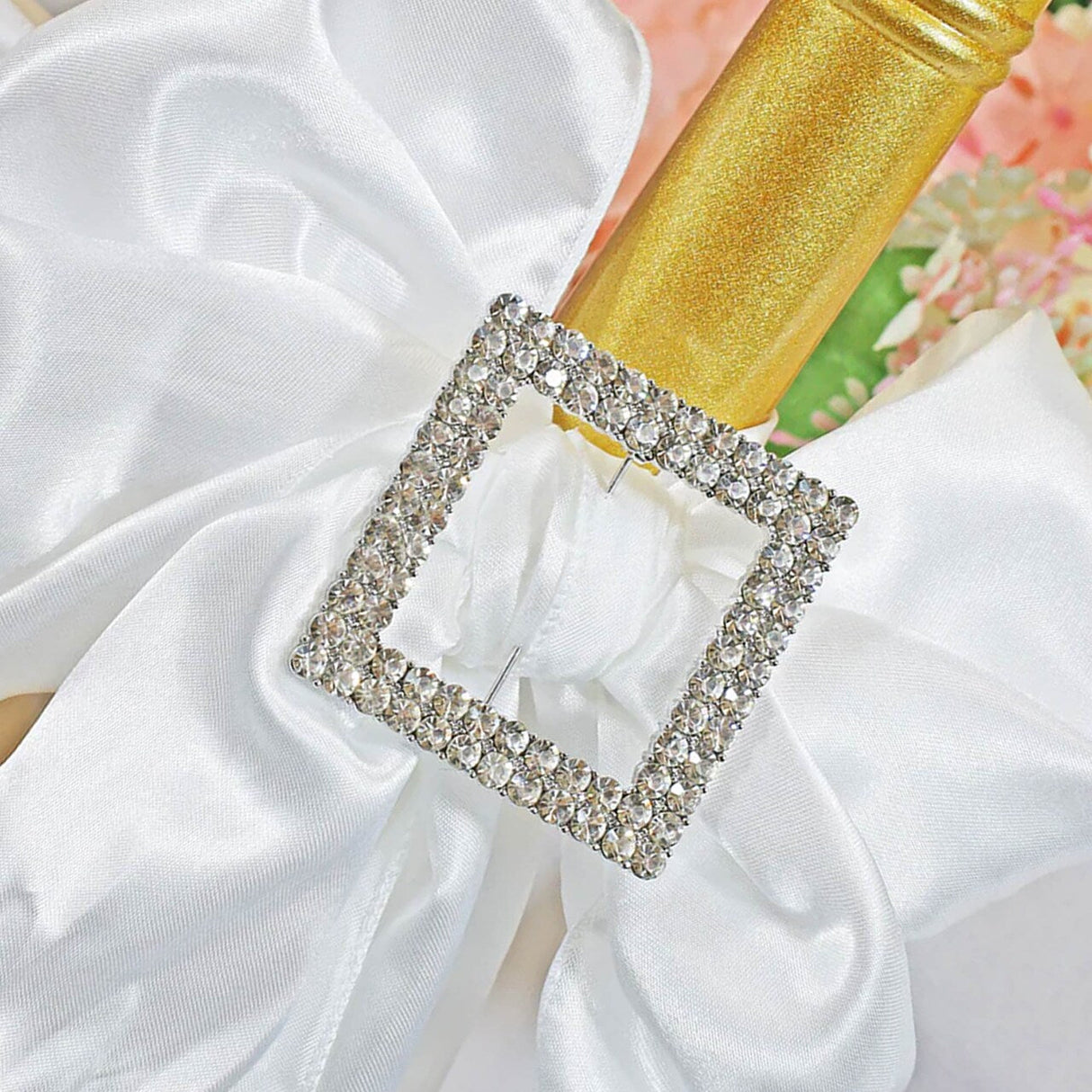 1 Piece Square Rhinestone Chair Sash Buckle for Wedding Decor 2 Inch Width