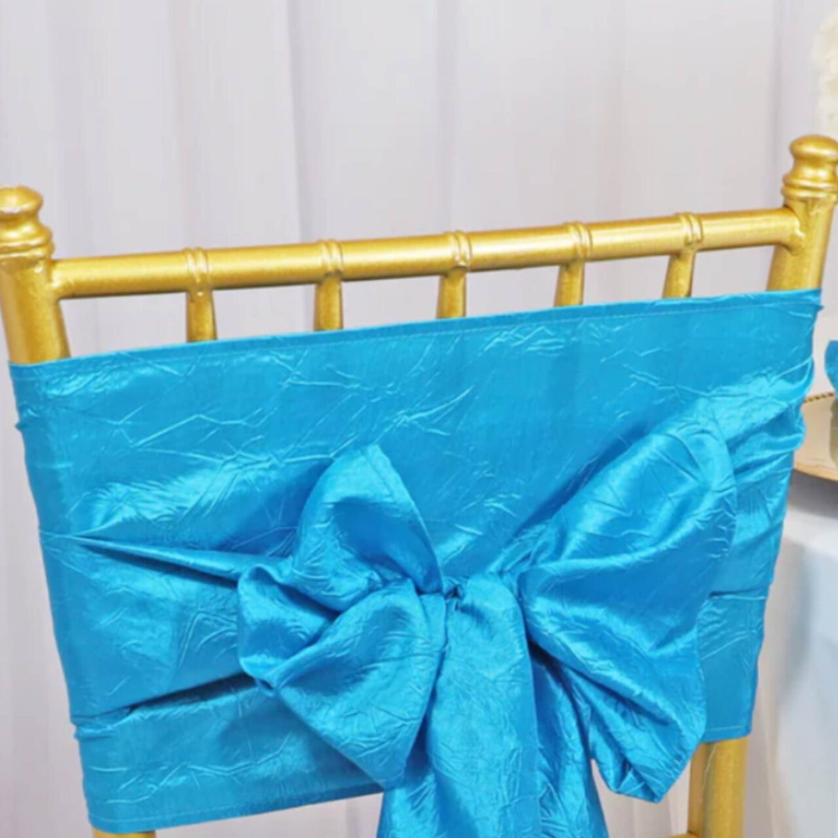 10 Pieces Vibrant 9.5 by 108 inch Crushed Taffeta Chair Sashes Turquoise