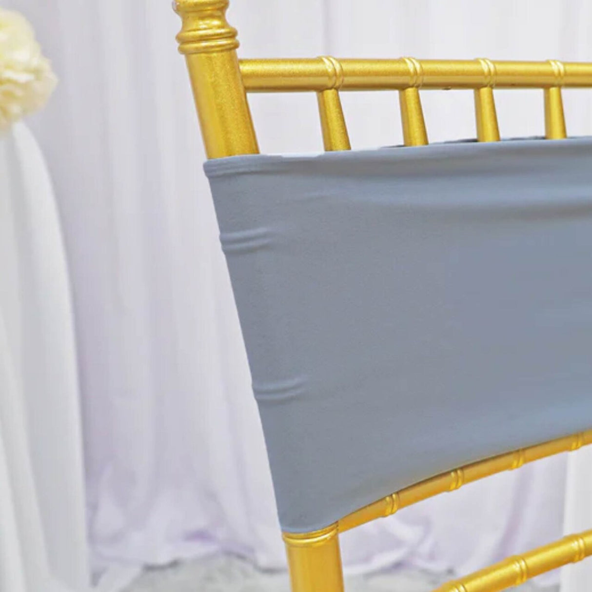 10 Pieces Soft Dusty Blue Stretch Spandex Chair Bands 7 x 13 Inches