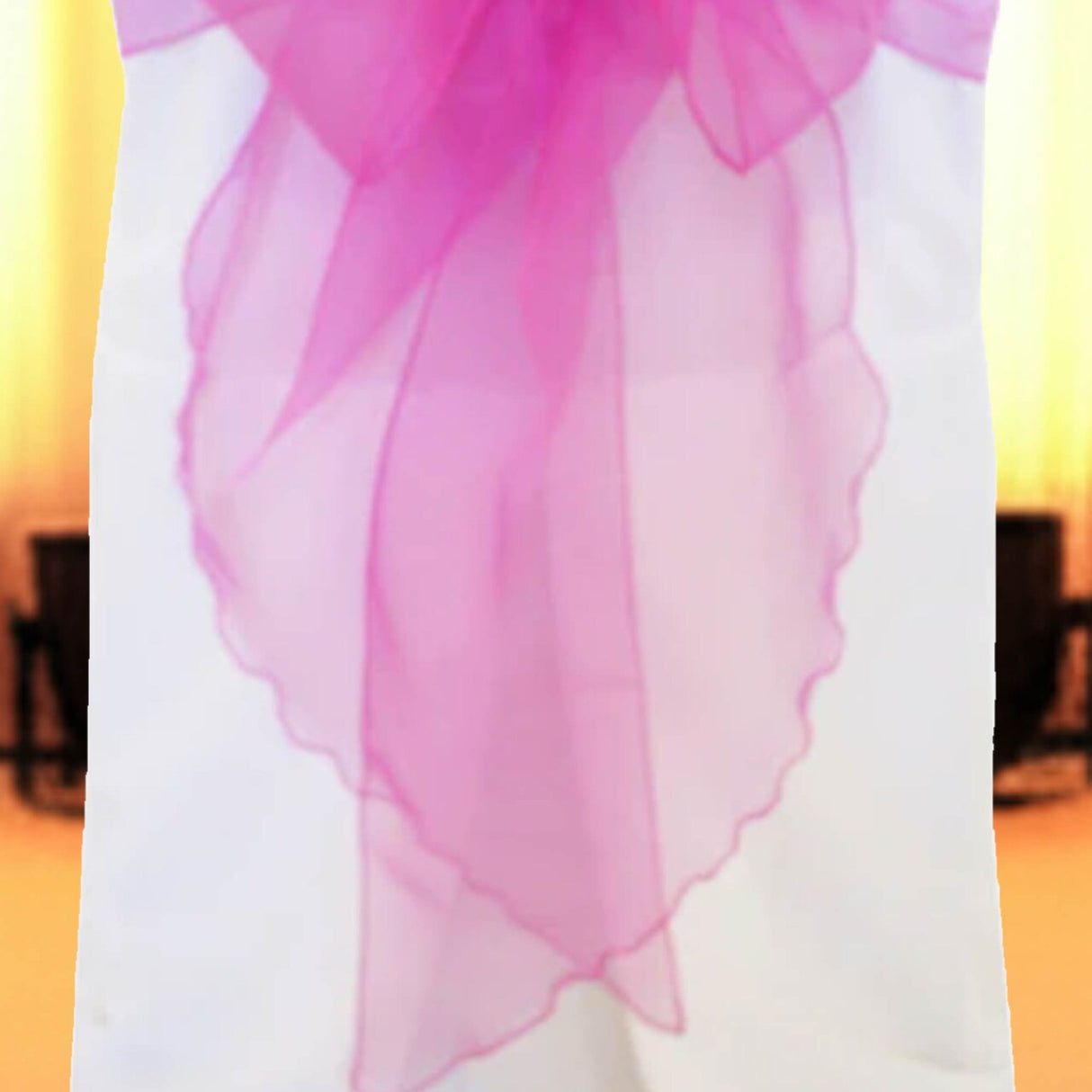 10 Pieces Angle End Organza Chair Sashes 12 by 116 inches Magenta Or Azalea