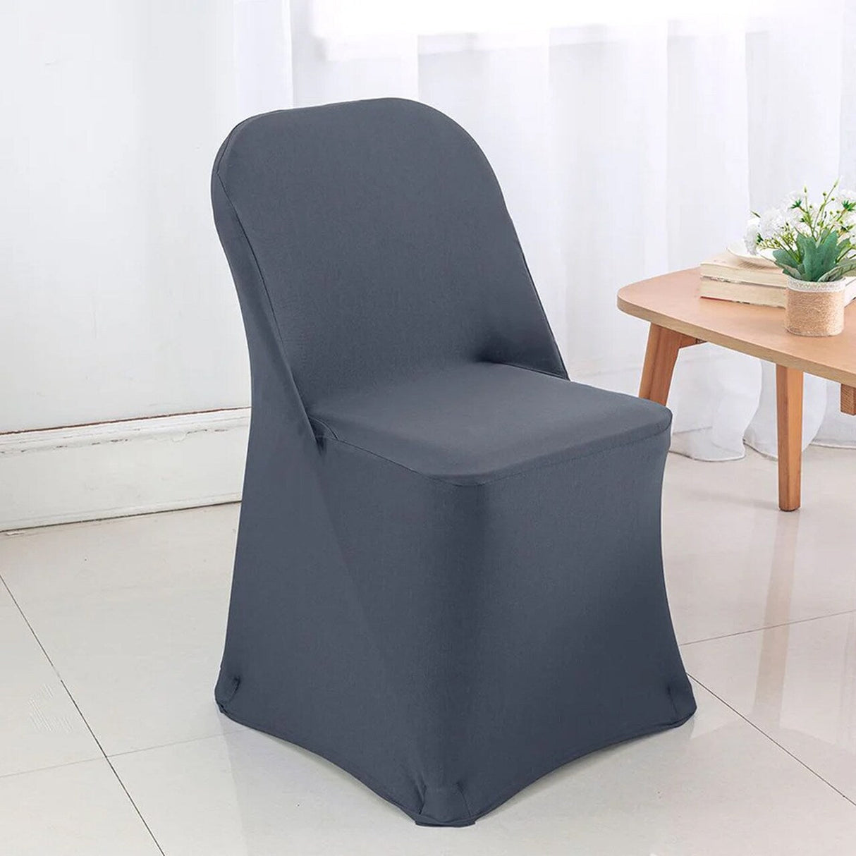 1 Piece Pewter Spandex Chair Cover for Sleek Folding Seating