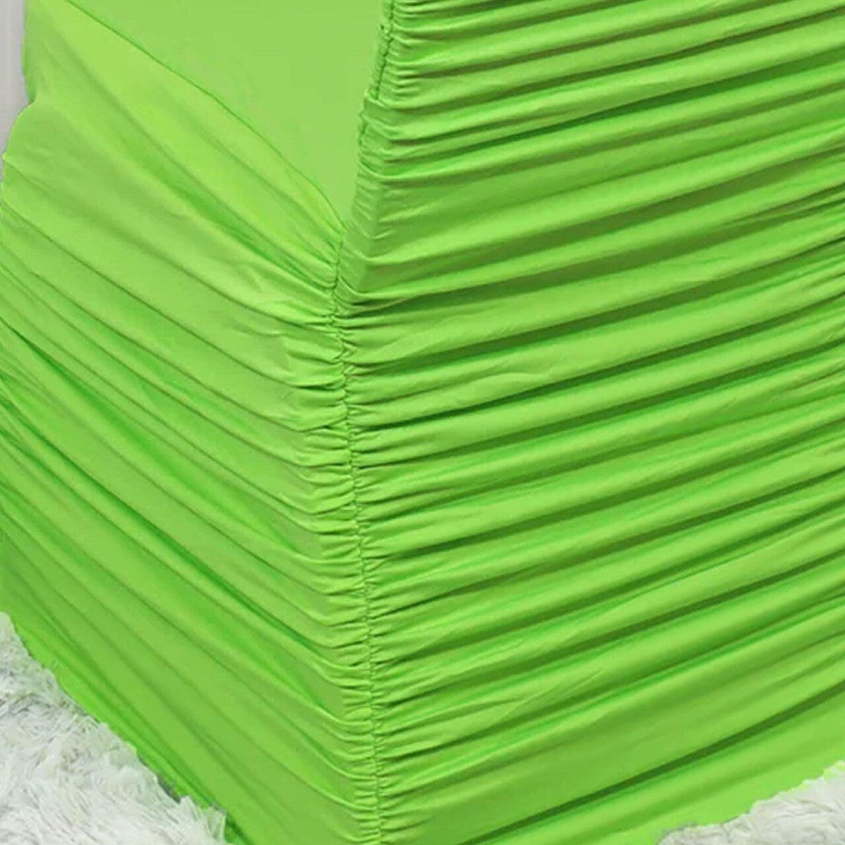 1 Piece Apple Green Rouge Chair Cover, Elegant Ruffled Spandex Banquet Fit