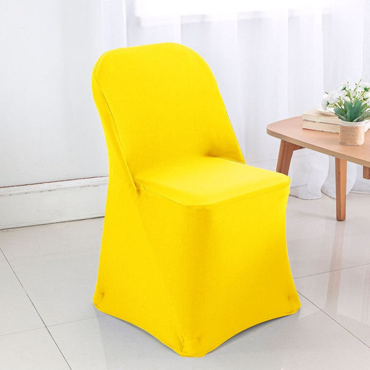 Canary Yellow Folding Spandex Chair Cover for Event Seating