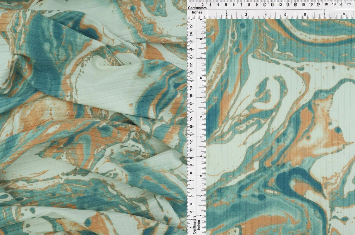 8×3 Yummy Rib Marble Print Fabric Soft Stretch Knit, 87% Polyester 58/60'' Wide