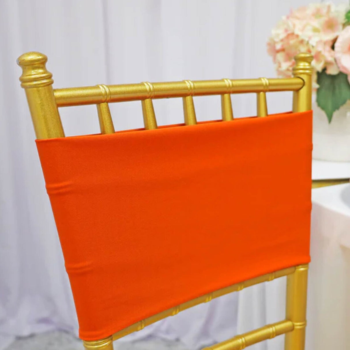 10 Pieces Bright Stretch Orange Spandex Chair Bands 7 x 13 Inches