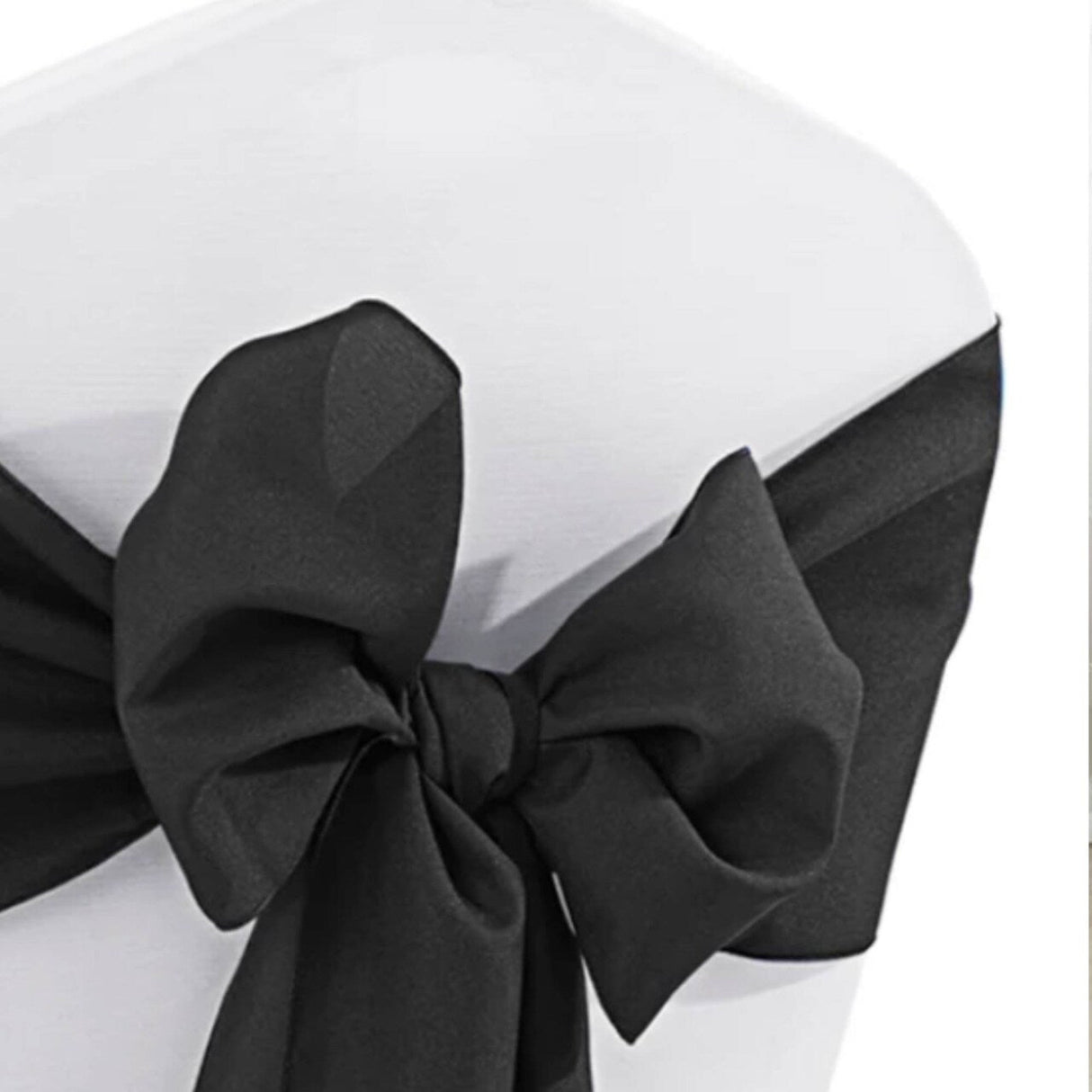10 Pieces Black Sleek Polyester Chair Sashes 8"x108" Wrinkle Resistant Event Decor