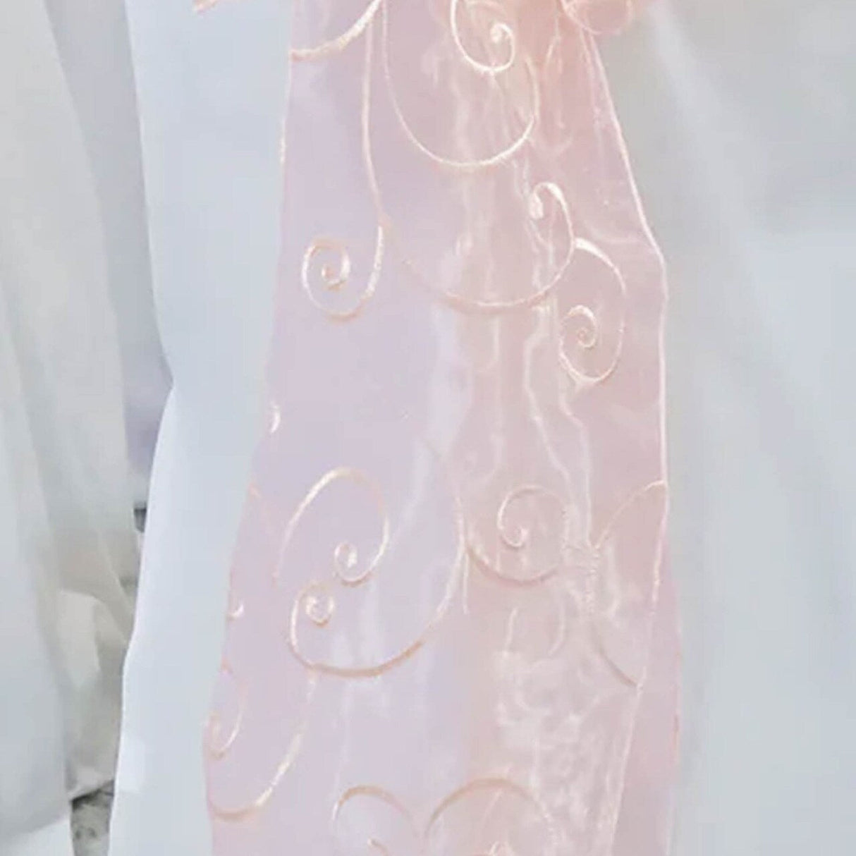 10 Pieces Blush Pink Rose Gold Embroidered Organza Chair Sashes Sheer Elegant Wedding Chair Wraps 8"x108"