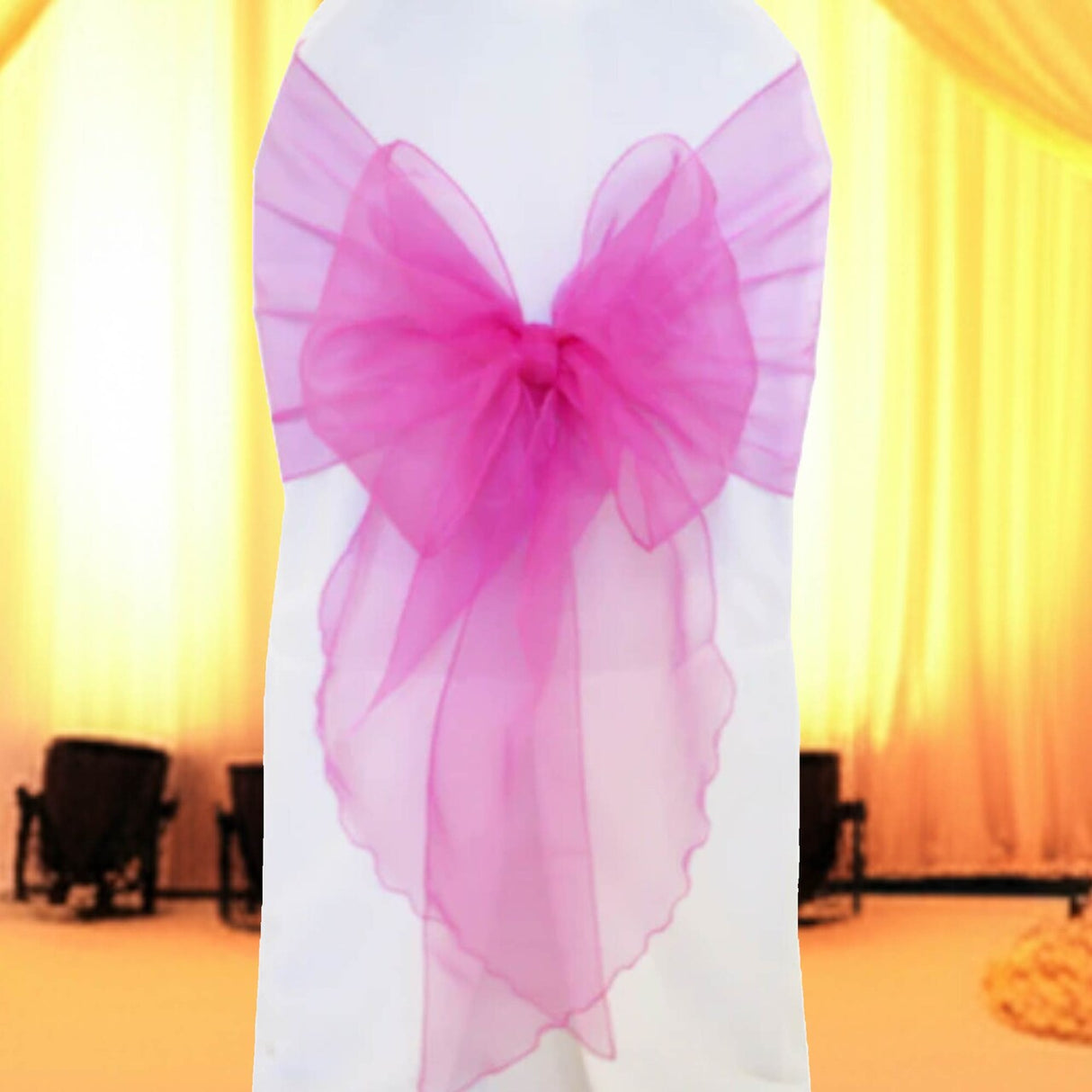 10 Pieces Angle End Organza Chair Sashes 12 by 116 inches Magenta Or Azalea