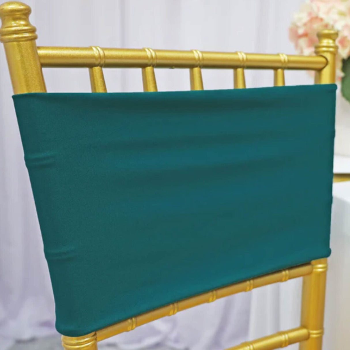 10 Pieces Stretch Fit Oasis Spandex Chair Bands for Banquet Chairs 7 x 13 Inches