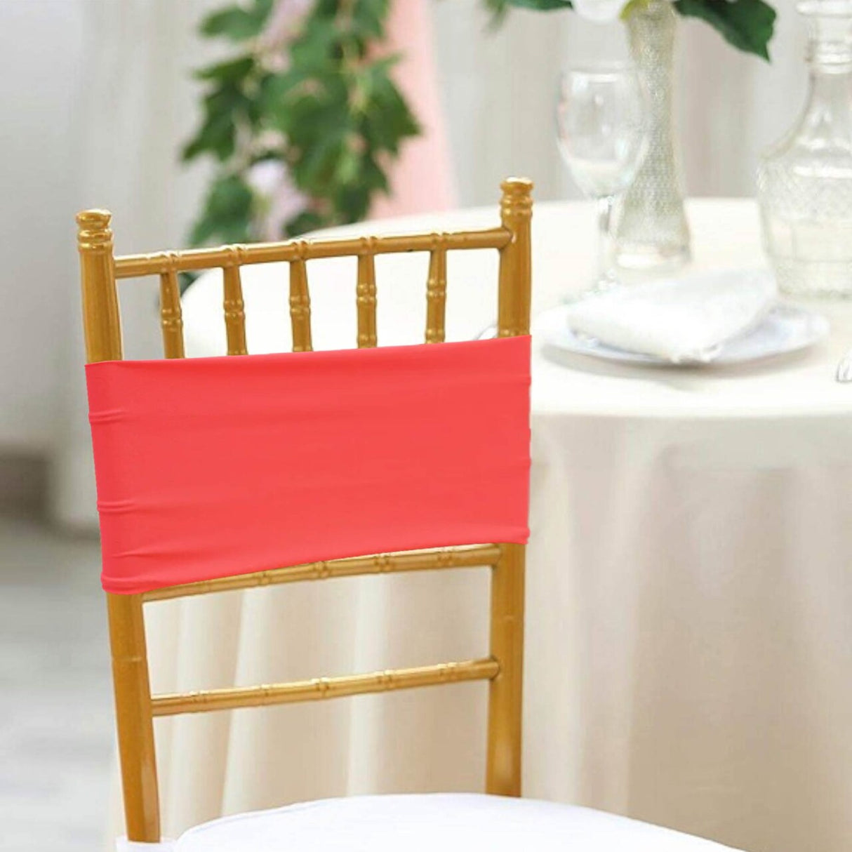 10 Pieces Coral Stretch Spandex Chair Bands for Banquet Chairs 7 x 13 Inches