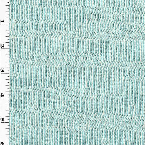 1 Yard Teal White Abstract Jagged Stripe Damask Decorating Fabric Upholstery 55 Inches Width