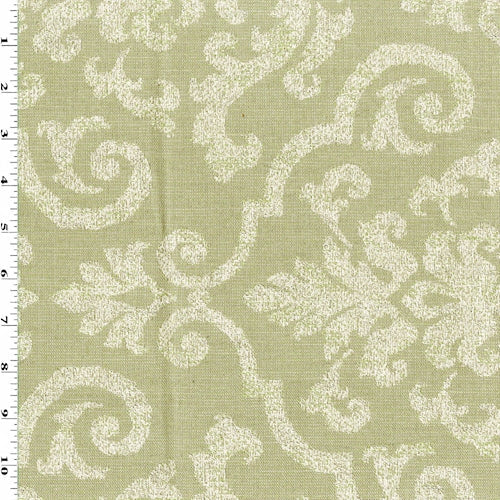 1 Yard Faded Green Taupe Baroque Double Jacquard Decorating Fabric Upholstery 55 Inches Width