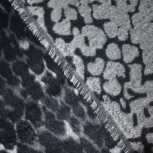 1 Yard Black Gray Cheetah Pressed Faux Fur Woven Jacketing Fabric Outerwear 60 Inches Width