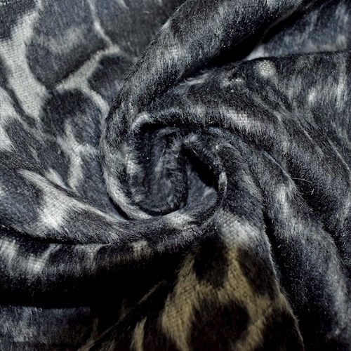 1 Yard Black Gray Cheetah Pressed Faux Fur Woven Jacketing Fabric Outerwear 60 Inches Width
