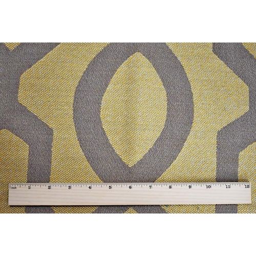 1 Yard Golden Yellow Brown Abstract Geo Damask Decorating Fabric Upholstery 53 Inches Width