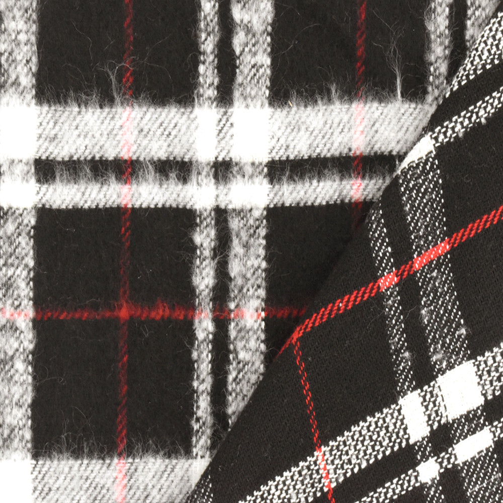 1 Yard Black Red White Plaid Brushed Back Twill Woven Fabric Suits Jackets 60 Inches Width