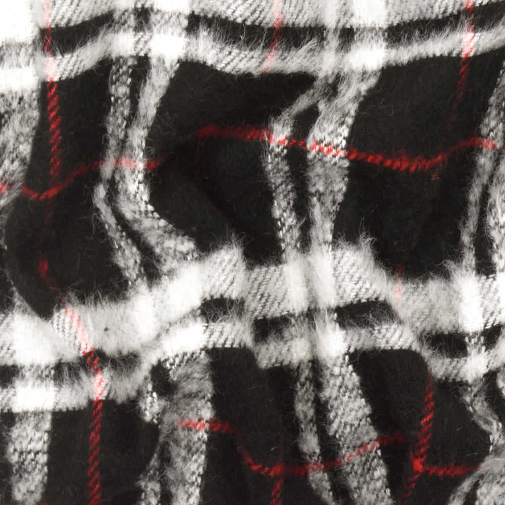 1 Yard Black Red White Plaid Brushed Back Twill Woven Fabric Suits Jackets 60 Inches Width