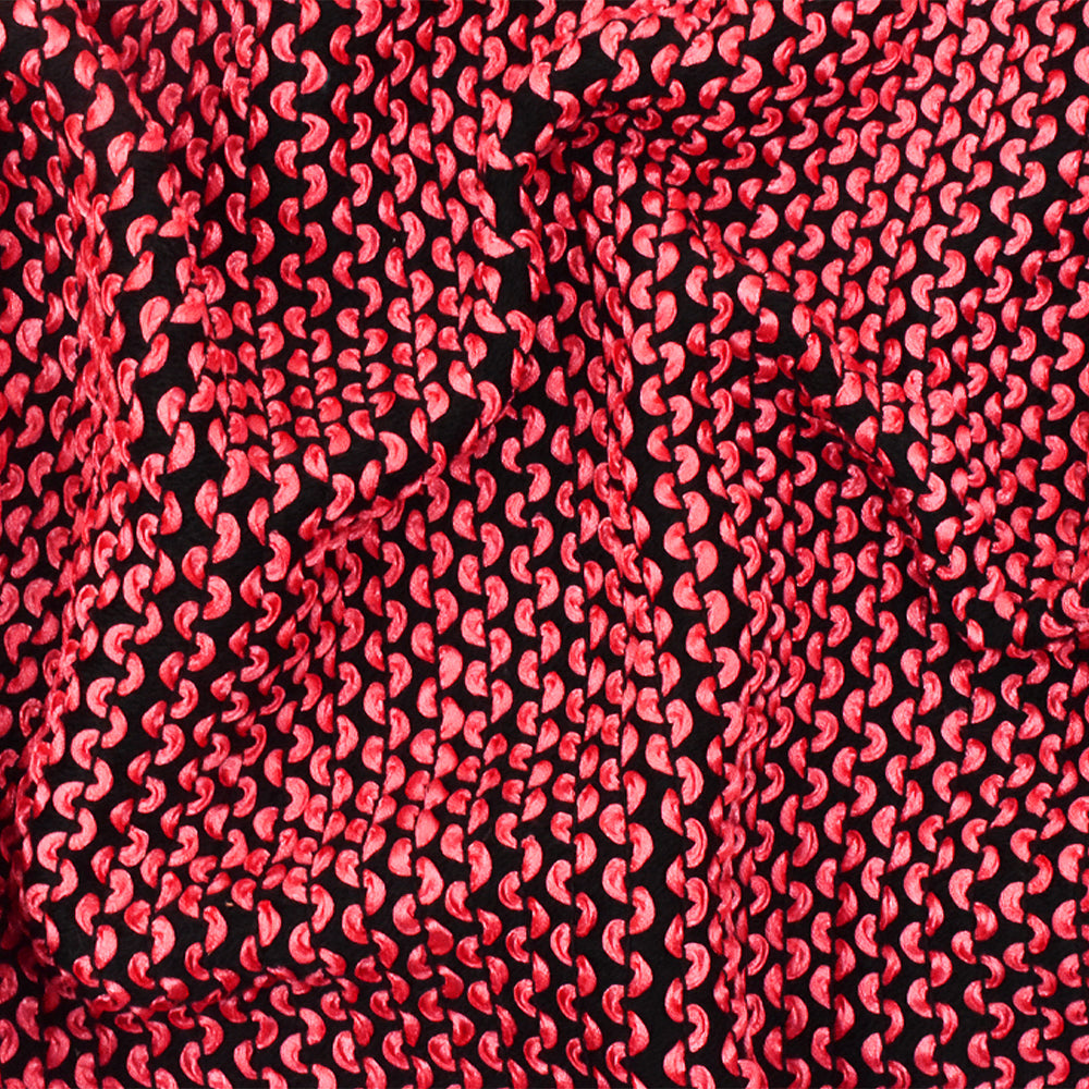 1 Yard Neon Red Black 3D Wave Acrylic Poly Woven Jacketing Fabric Apparel 28 Inches Width