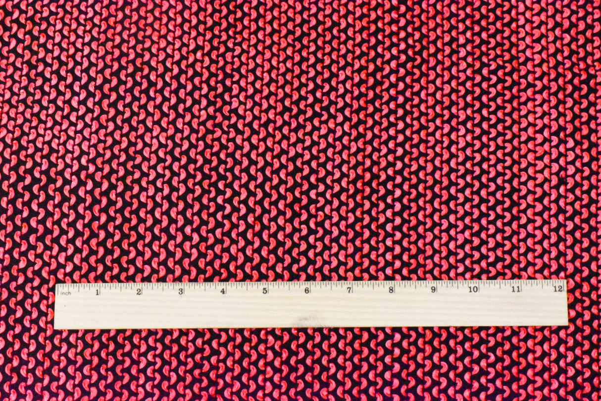 1 Yard Neon Red Black 3D Wave Acrylic Poly Woven Jacketing Fabric Apparel 28 Inches Width
