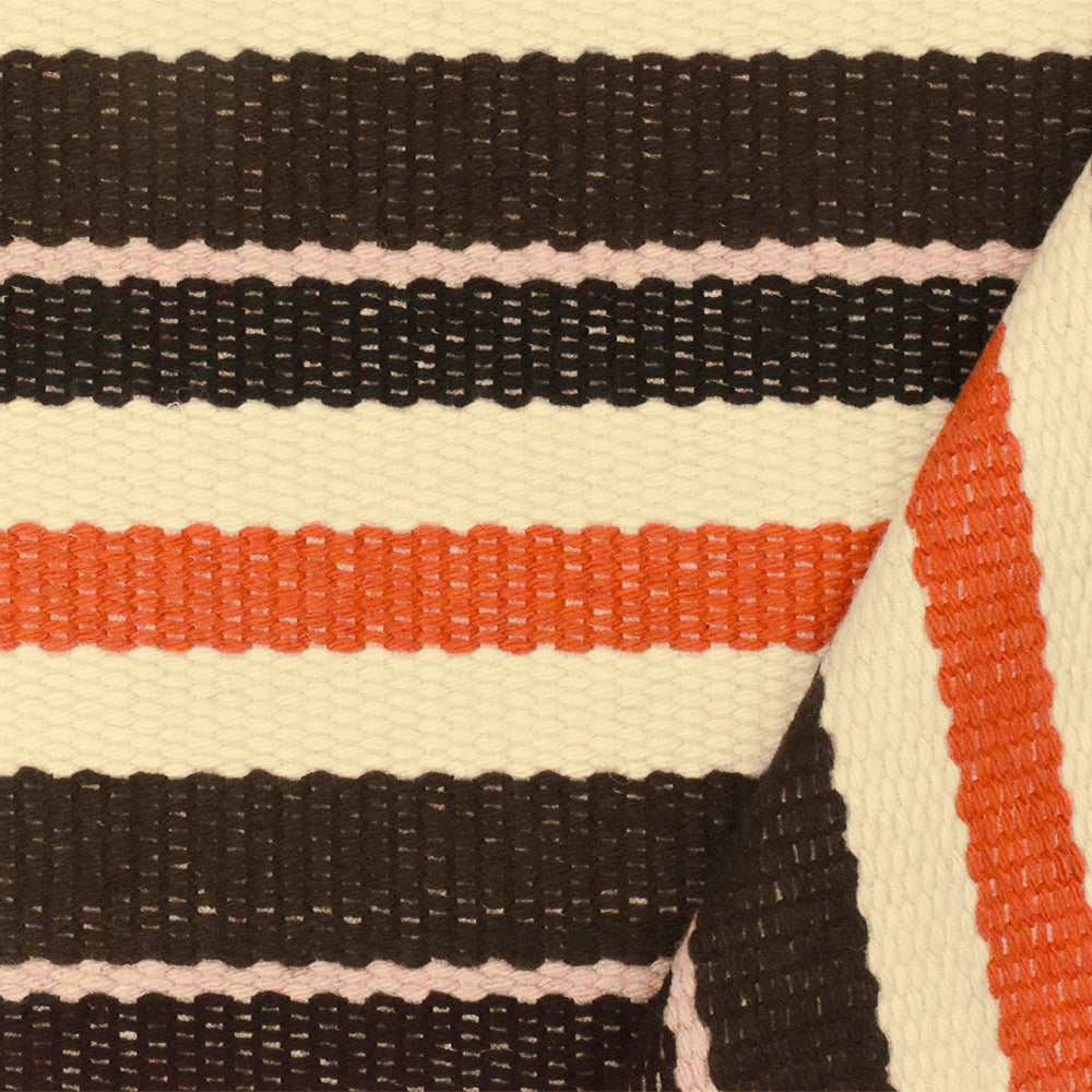 1 Yard Simple Orange Ivory Multi Stripe Dobby Woven Jacketing Fabric Coats 57 Inches Width