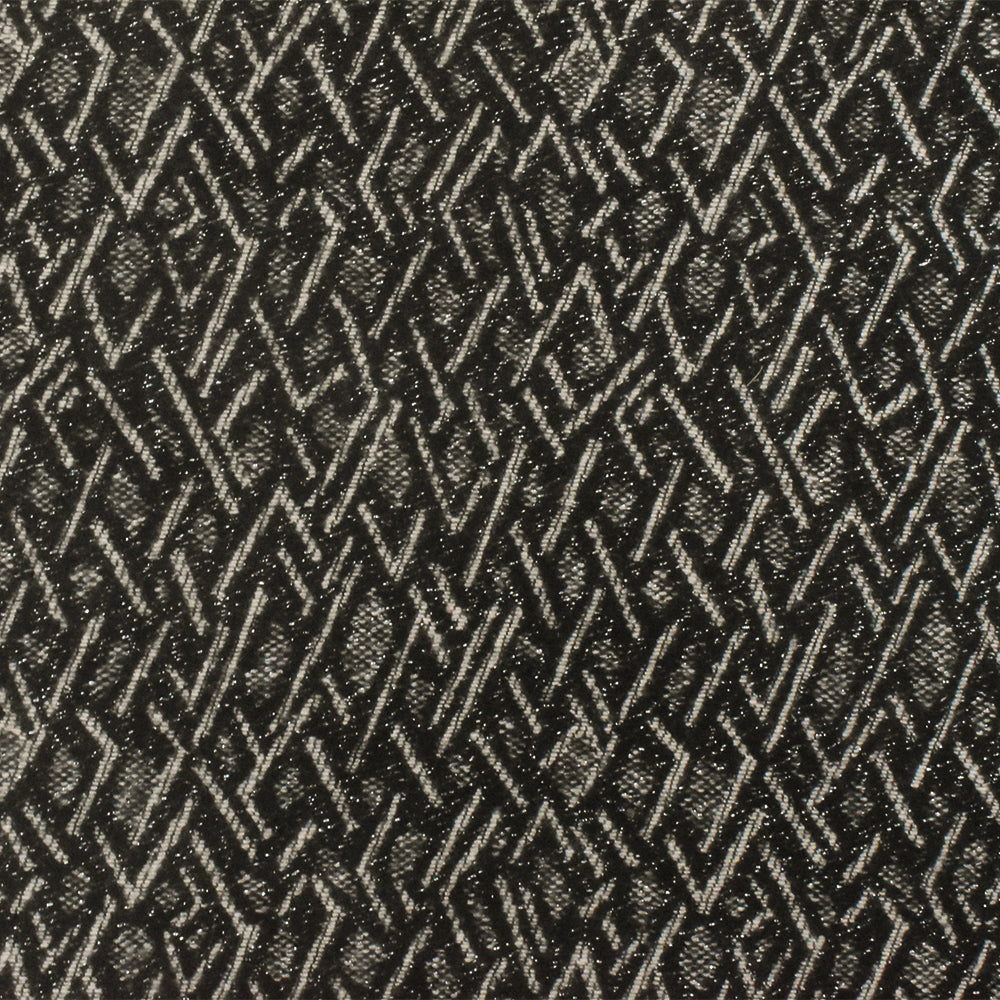 1 Yard Black Beige Silver Abstract Diamond Damask Woven Fabric Apparel Jackets 58 Inches Width