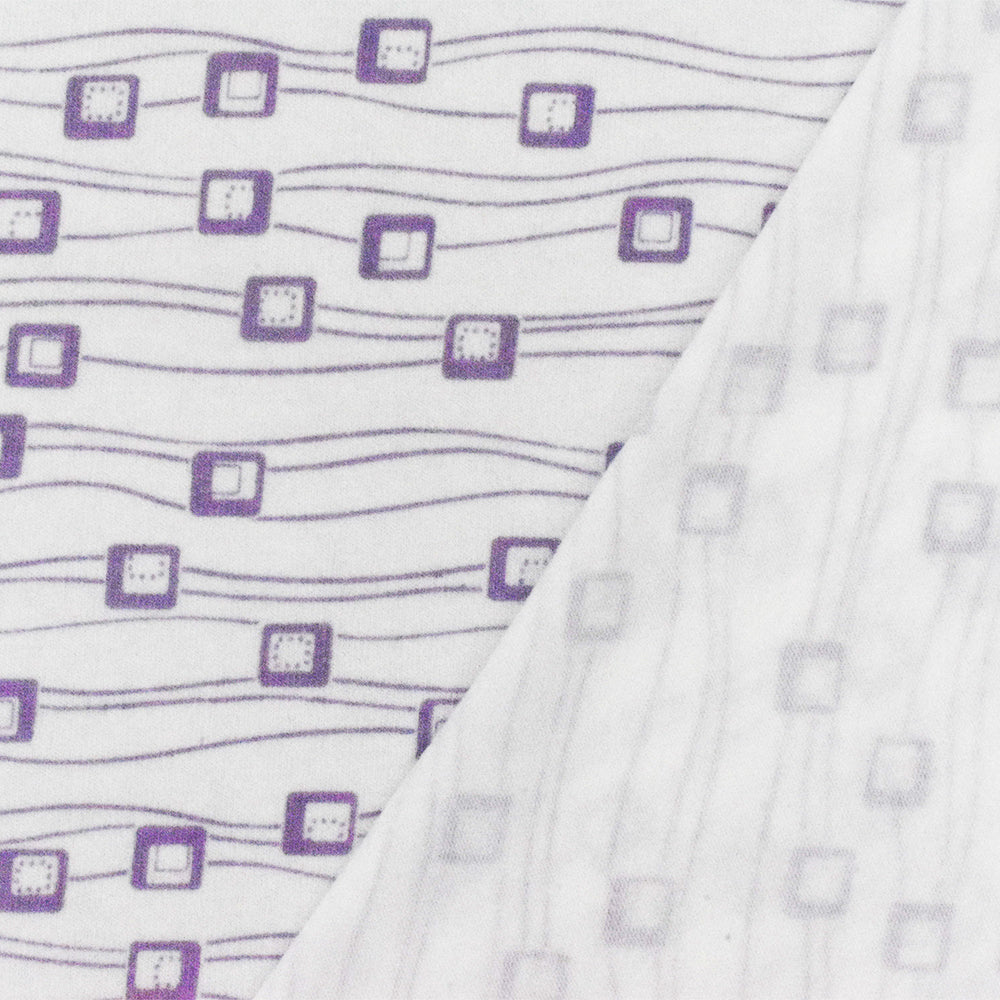 1 Yard White Purple Abstract Print Stretch Cotton Jersey Knit Fabric 56 Inches Width
