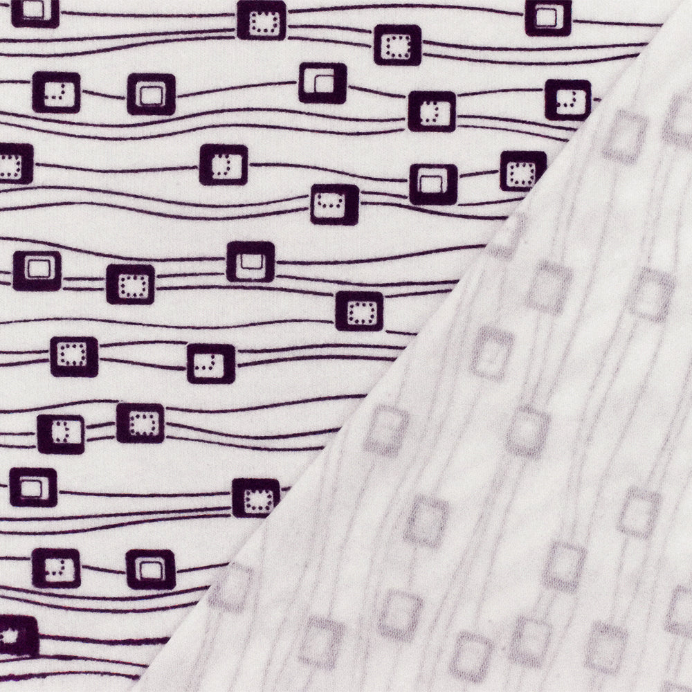 1 Yard White Purple Abstract Cotton Spandex Jersey Knit Fabric Soft Stretch 56 Inches Width