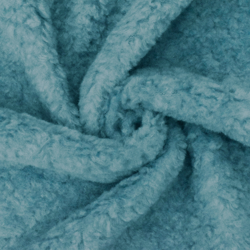 1 Yard Teal Blue Cozy Sherpa Fleece Knit Fabric Coats Outerwear 64 Inches Width