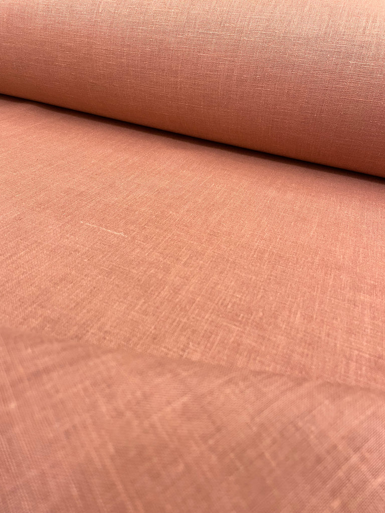 1 Yard Clay Pure Linen Fabric, Softened Finish 5.5 oz Midweight 57 Inches Wide