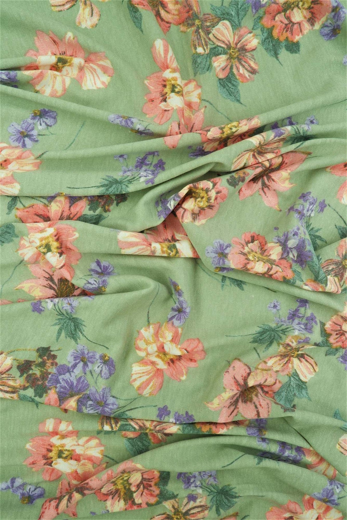 Vintage Floral Knit Fabric Soft Stretch Flower Print, 58/60" Wide