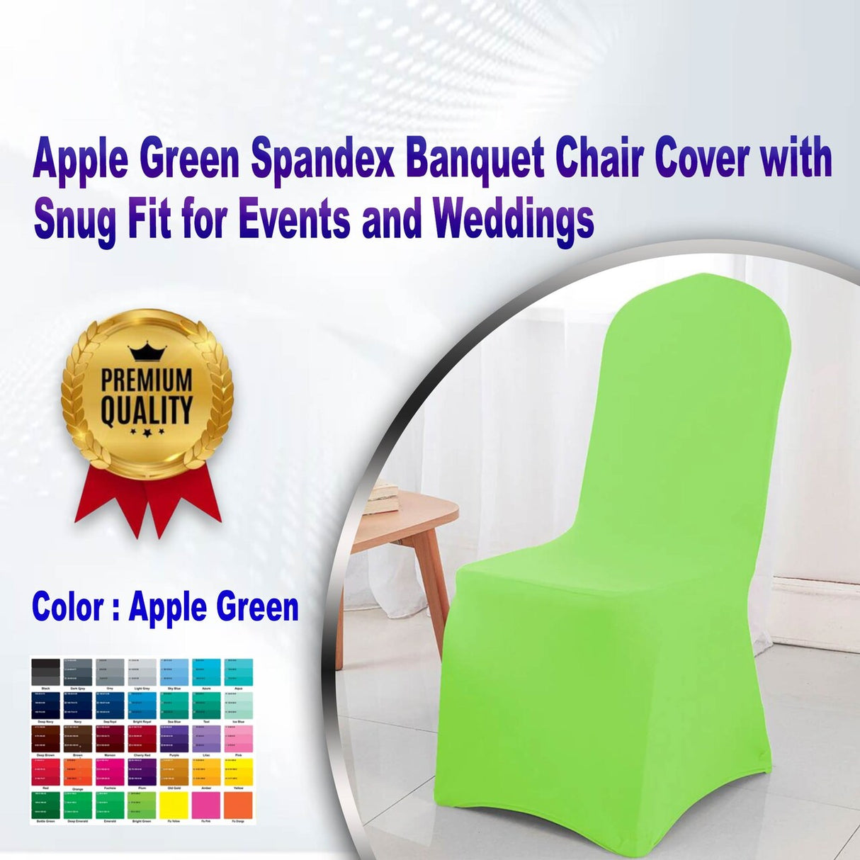 Apple Green Spandex Banquet Chair Cover with Snug Fit for Events and Weddings