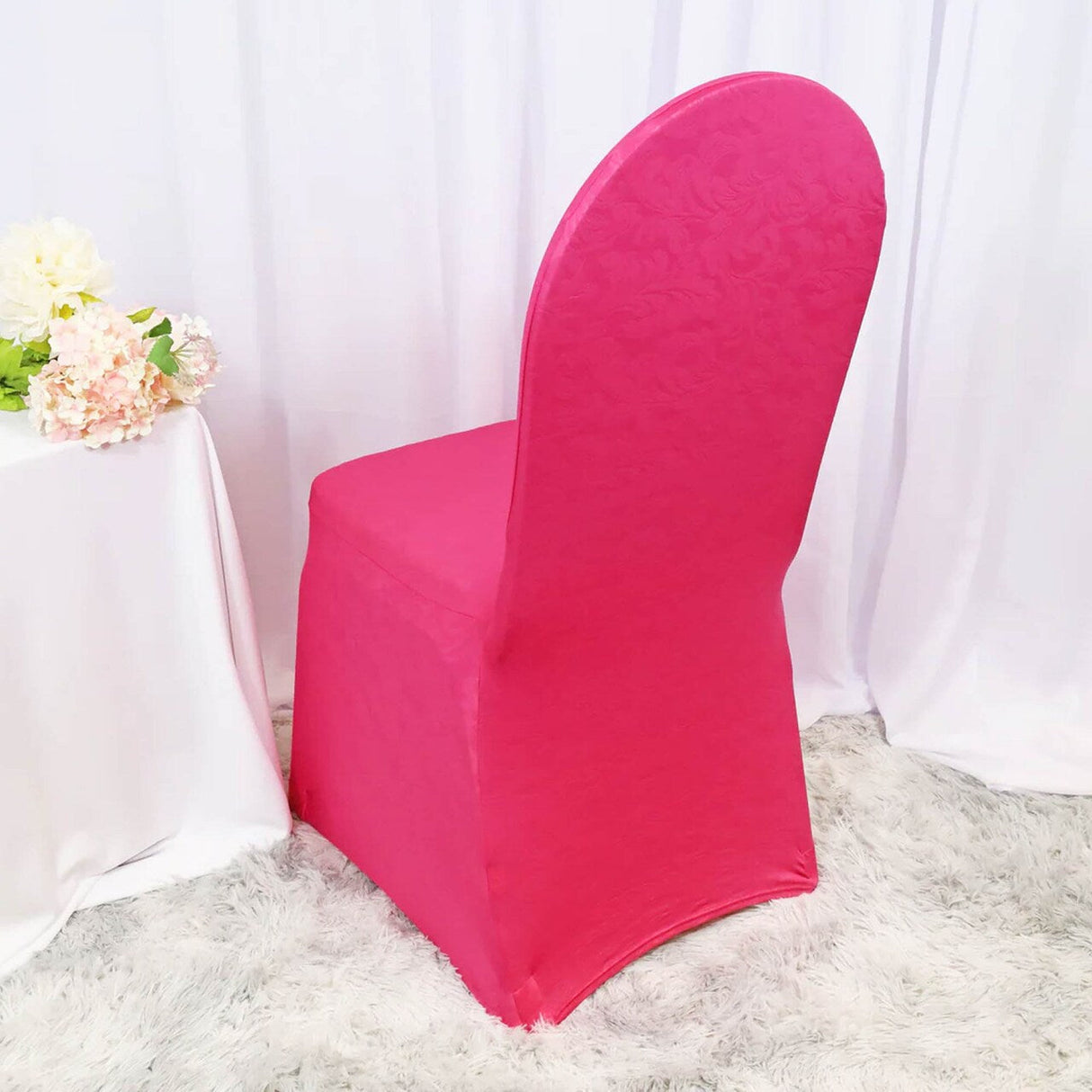 1 Piece Ivory Embossed Vintage Spandex Banquet Chair Cover Elegant Event Decor