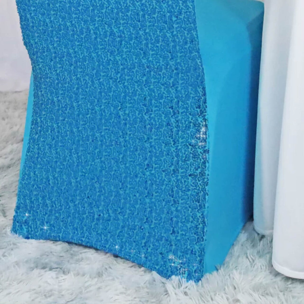 1 Piece Sequin Spandex Banquet Chair Cover Turquoise Stretch Sparkle Wedding Event Decor