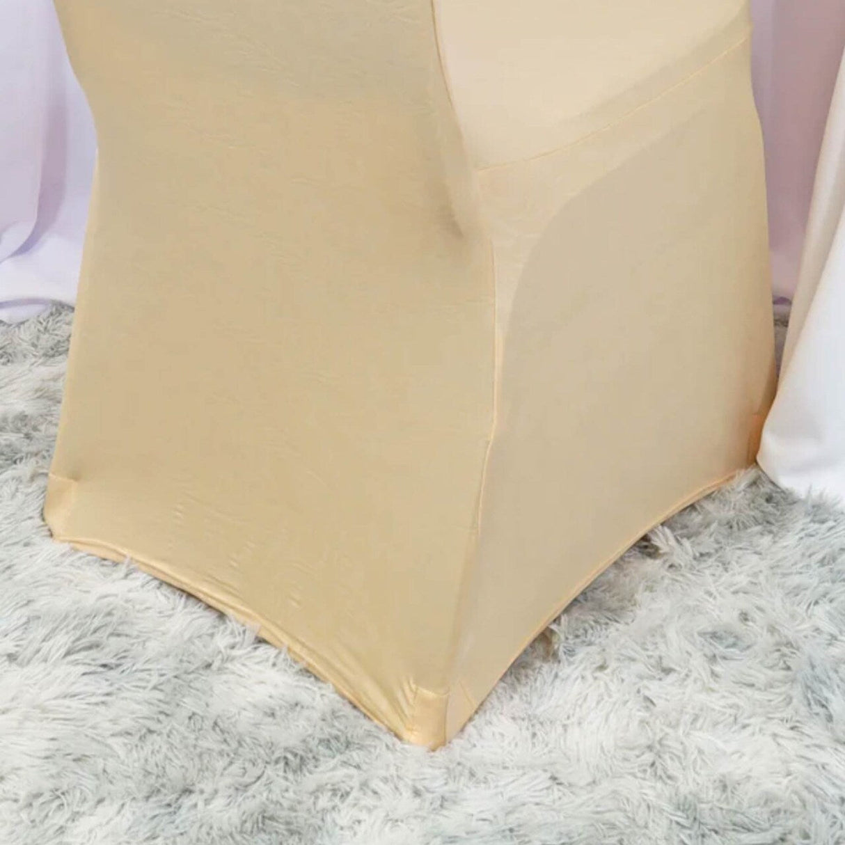 1 Piece Heritage Embossed Spandex Banquet Seat Cover Champagne