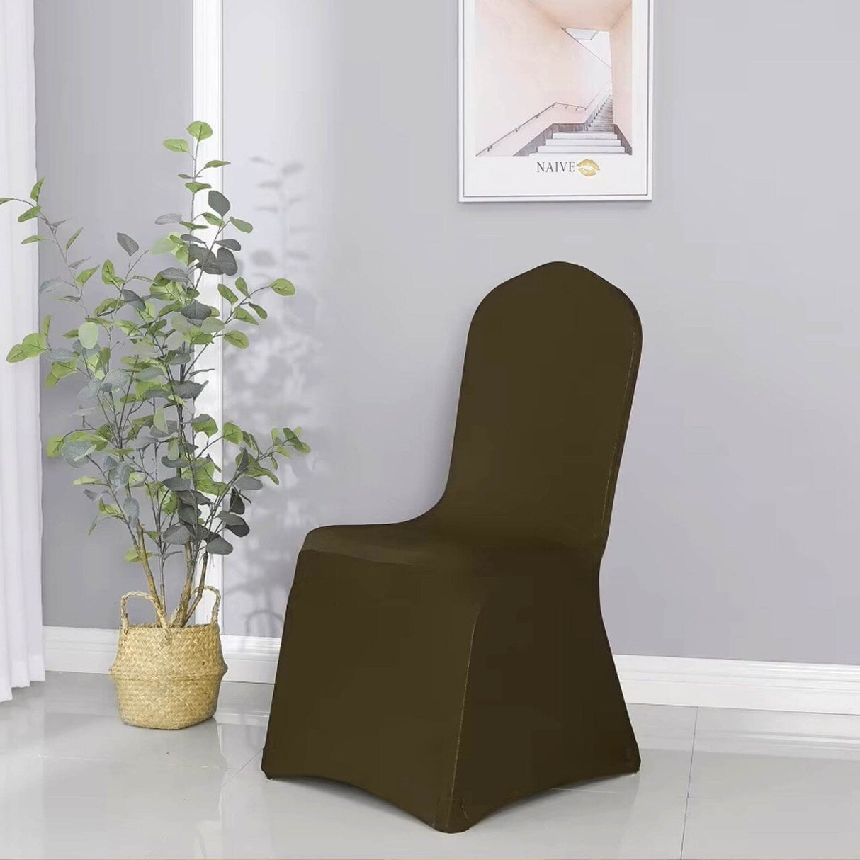 1 Piece Spandex Banquet Chair Cover Chocolate Stretch Wrinkle Resistant Event Decoration
