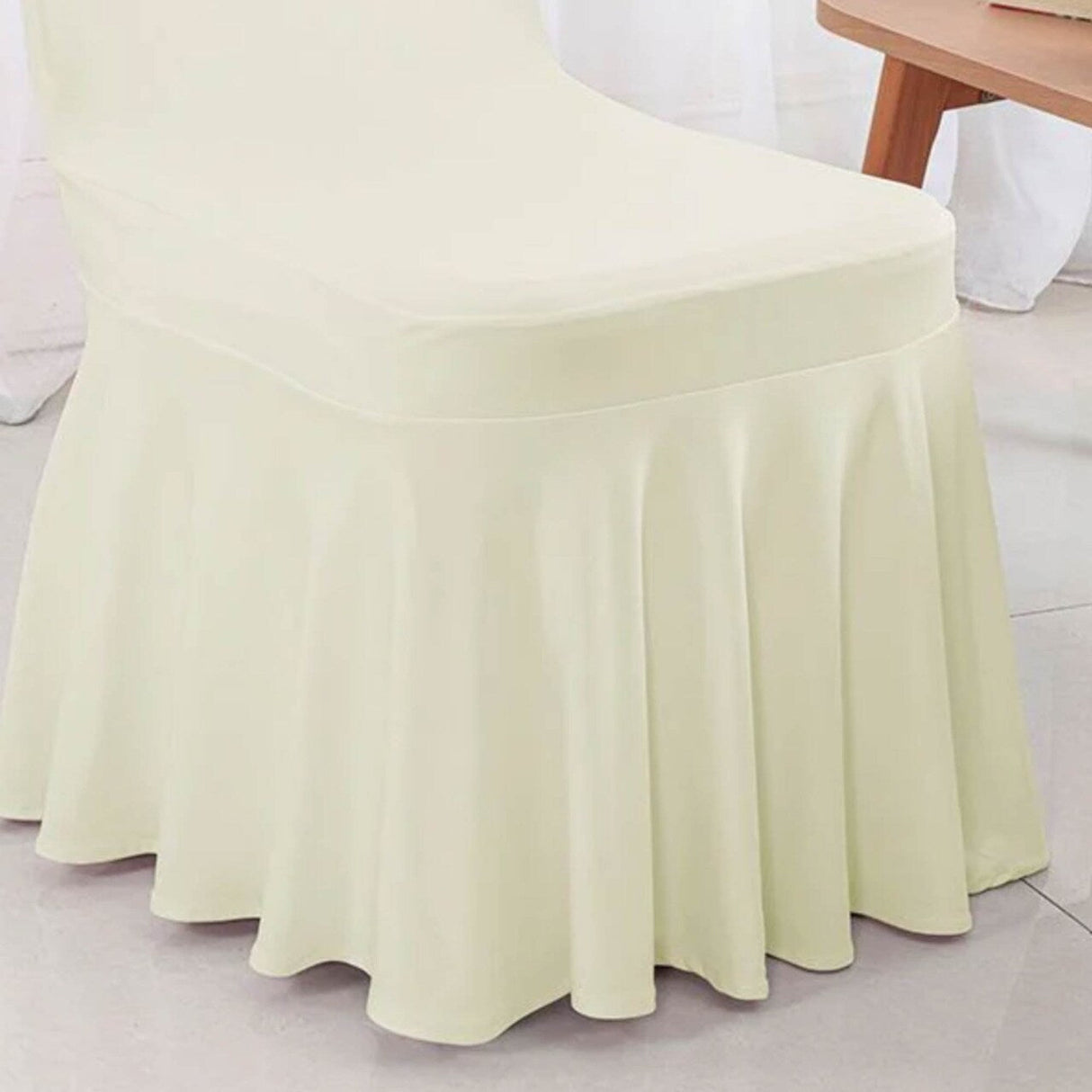 Spandex Banquet Skirt Chair Cover Ivory Stretch Skirt Fit Durable Event Decor