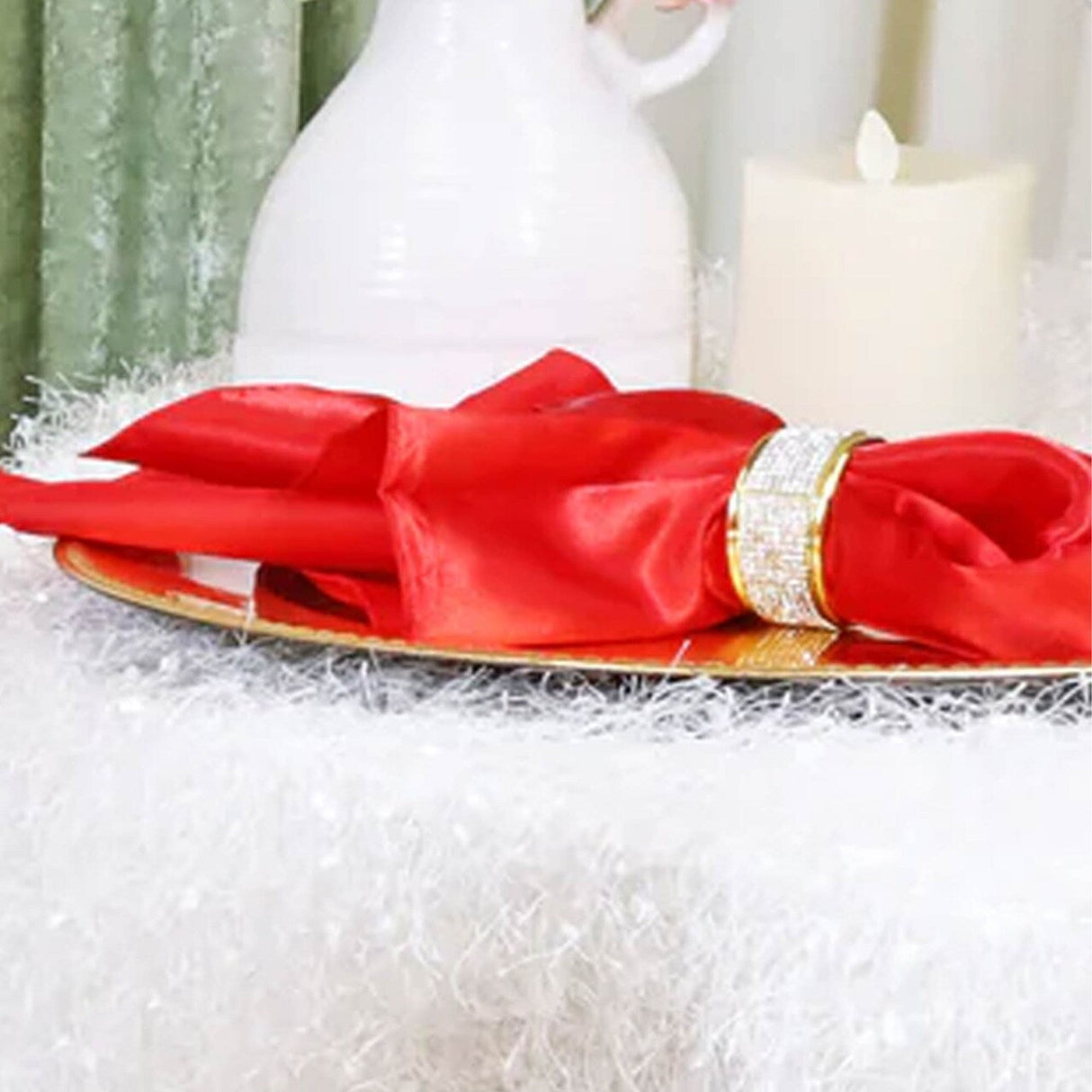 10 Pieces Red Ruffled Spandex Chair Bands for Bold Event Accents 8x13 inches