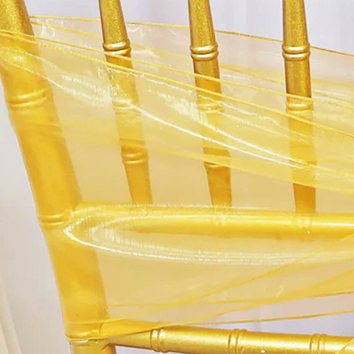 10 Pieces Gold Organza Chair Sashes 8"x108" Sheer Elegant Wedding & Party Decor
