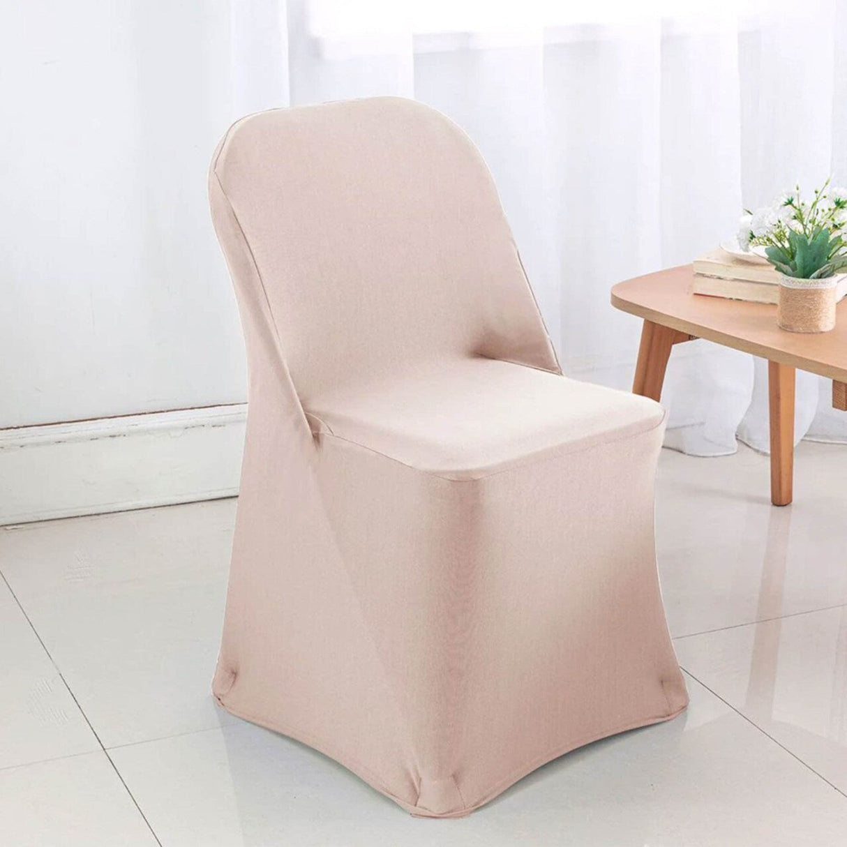 1 Piece Blush Pink Stretch Spandex Chair Cover for Elegant Folding Seating