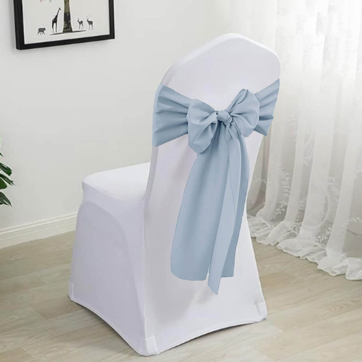 10 Pieces Dusty Blue Polyester Chair Sashes, 8"x108" Durable & Elegant