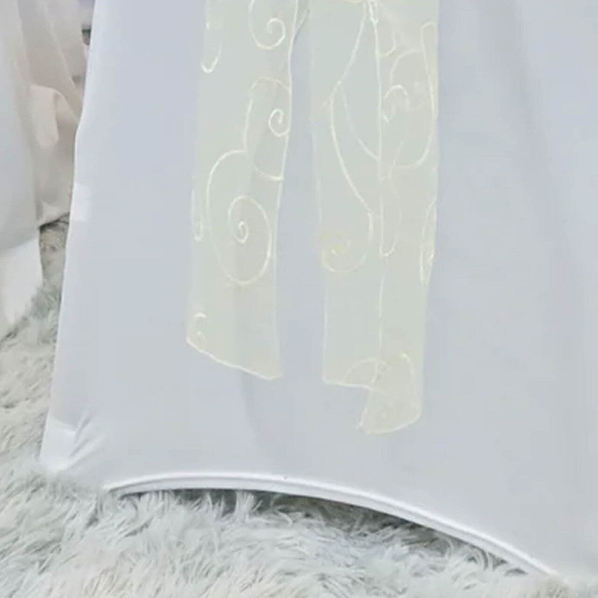 10 Pieces Ivory Embroidered Organza Chair Sashes Sheer Elegant Chair Bows 8"x108"